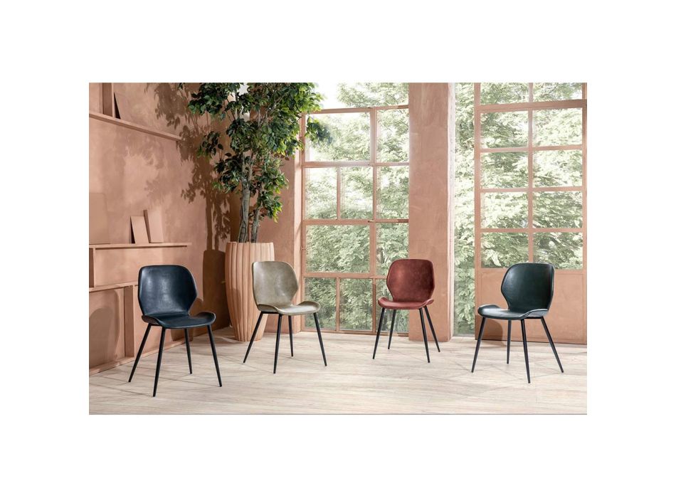 4 scaune de sufragerie la atingere moale de diferite culori și picioare metalice - Spritz Viadurini