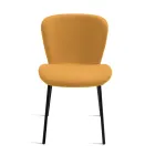 4 scaune tapițate în material textil Bouclè și cadru metalic negru - Tiziana Viadurini