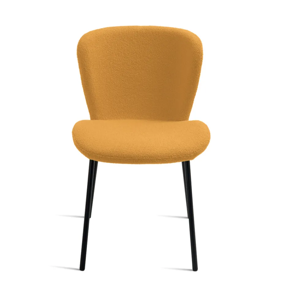 4 scaune tapițate în material textil Bouclè și cadru metalic negru - Tiziana Viadurini