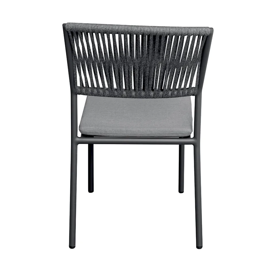 4 scaune de grădină stivuibile din aluminiu și frânghie - Lunaris Viadurini