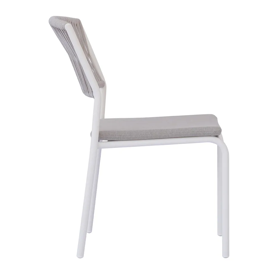 4 scaune de grădină stivuibile din aluminiu și frânghie - Lunaris Viadurini