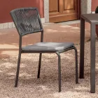 4 scaune de grădină stivuibile din aluminiu și frânghie - Lunaris Viadurini