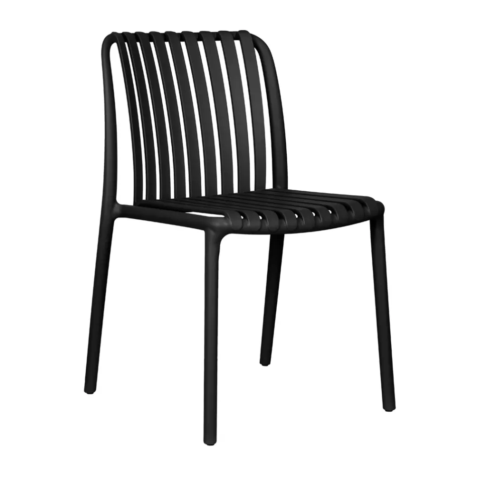 4 scaune de grădină suprapuse din polipropilenă și fibră de sticlă - Orelia Viadurini