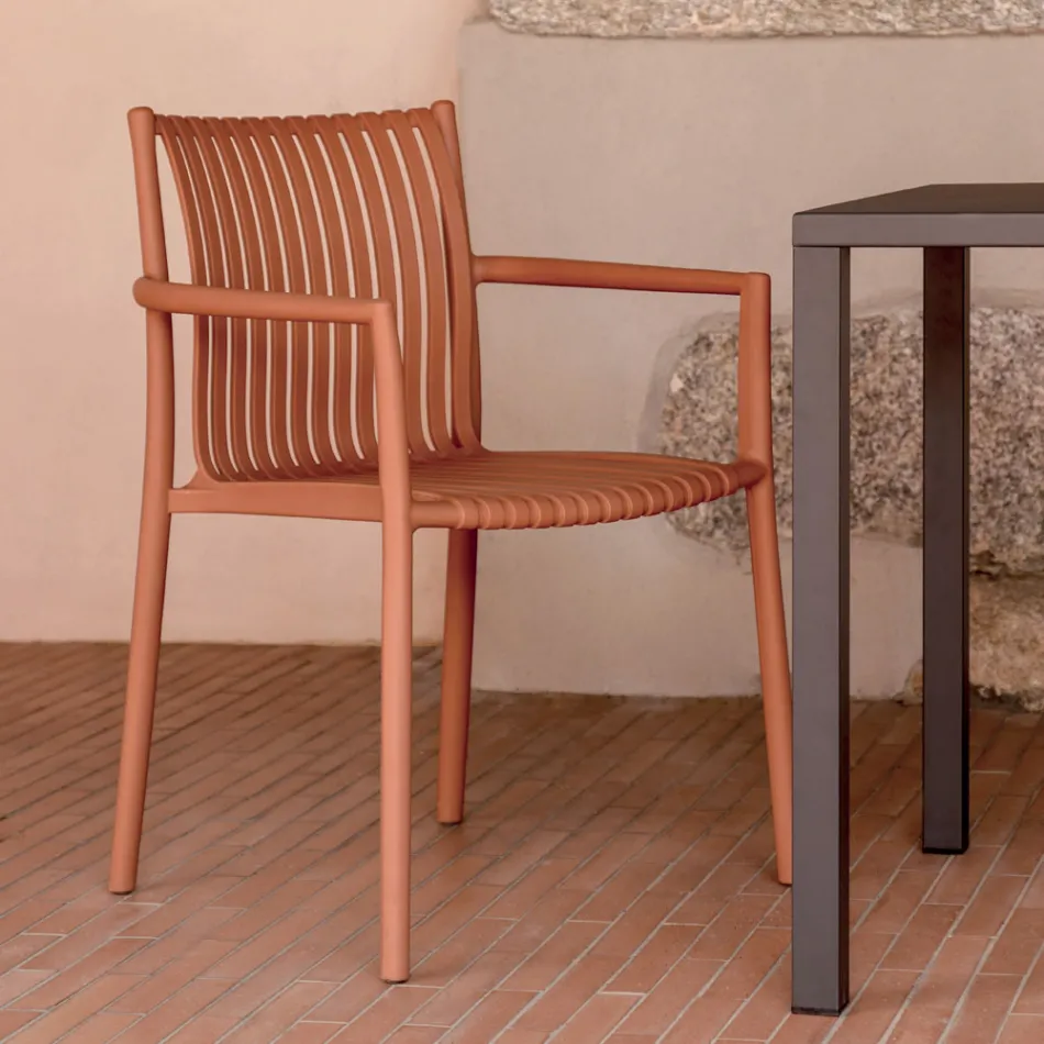 4 scaune de grădină suprapuse din polipropilenă rezistentă la UV - Ondara Viadurini