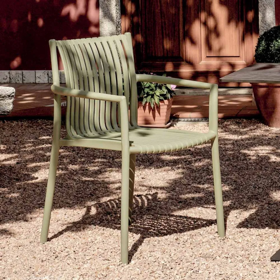 4 scaune de grădină suprapuse din polipropilenă rezistentă la UV - Ondara Viadurini