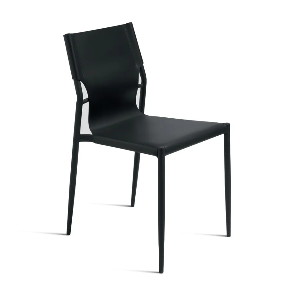 4 scaune din piele ecologică colorată și bază metalică vopsită - Comedy Viadurini