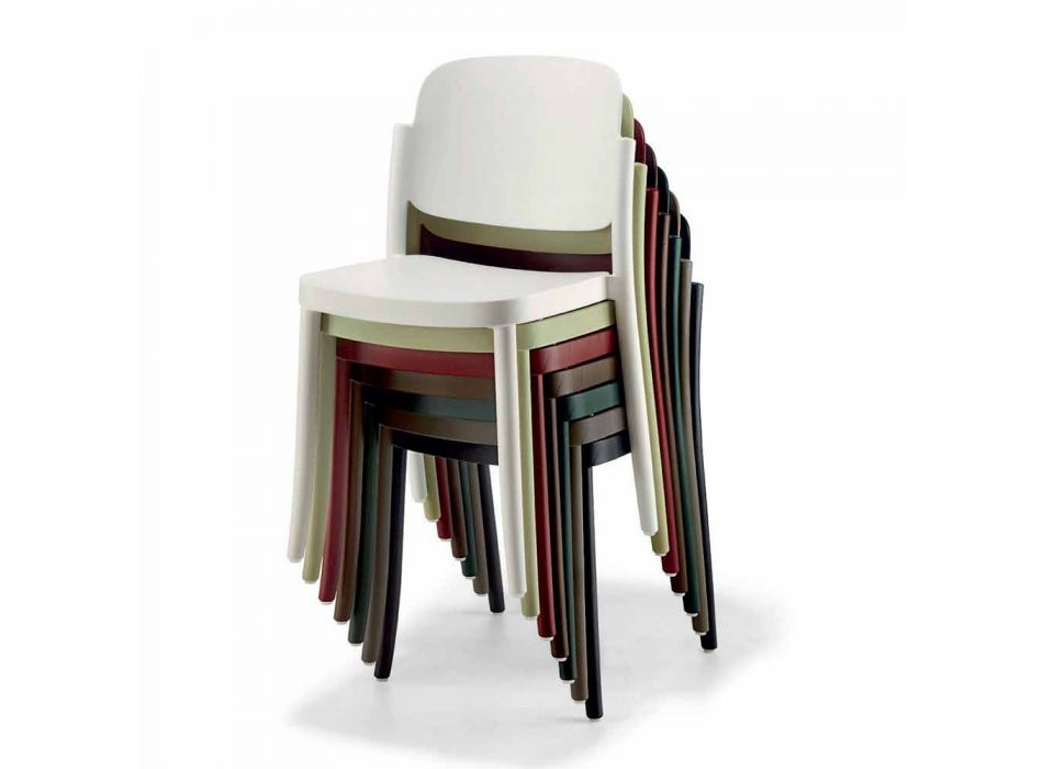 4 scaune moderne în aer liber, stivuibile din polipropilenă Made in Italy - Bernetta