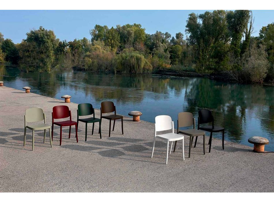 4 scaune moderne în aer liber, stivuibile din polipropilenă Made in Italy - Bernetta Viadurini