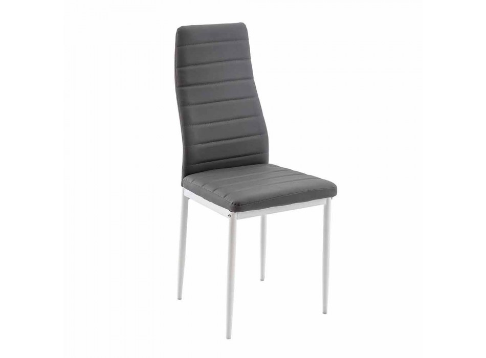 4 scaune moderne de sufragerie din imitație de piele și picioare metalice - Spiga Viadurini