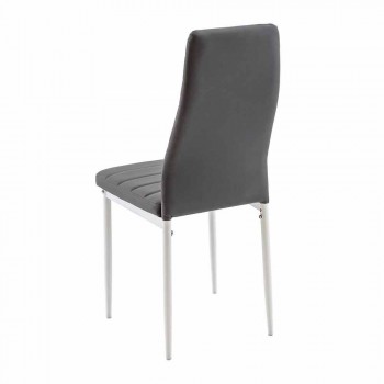 4 scaune moderne de sufragerie din imitație de piele și picioare metalice - Spiga