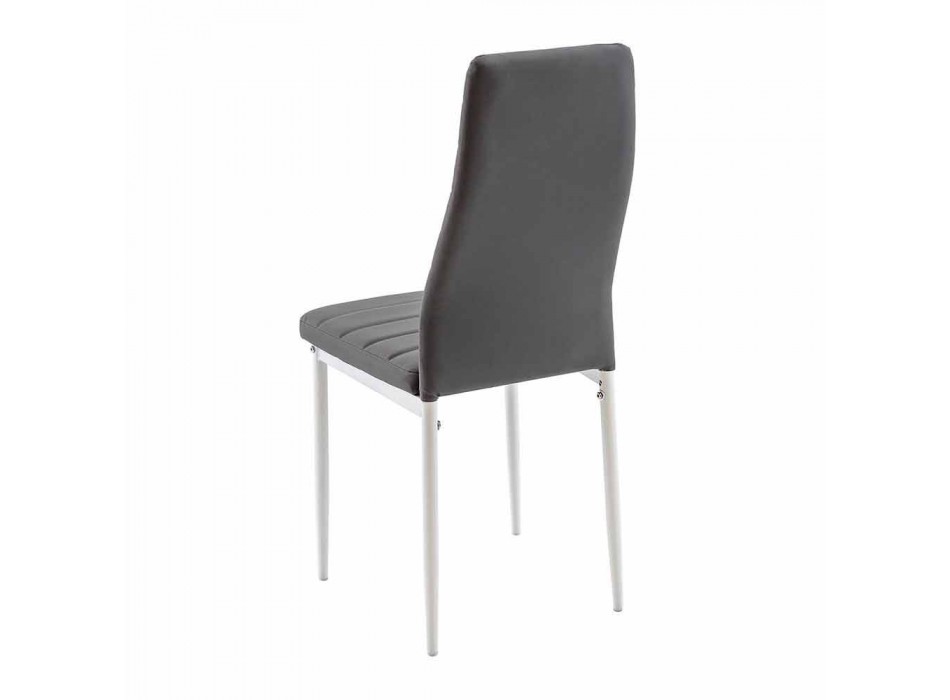 4 scaune moderne de sufragerie din imitație de piele și picioare metalice - Spiga Viadurini