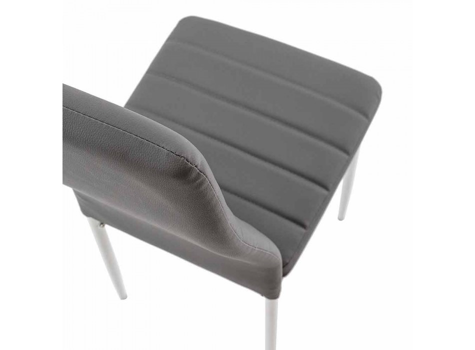 4 scaune moderne de sufragerie din imitație de piele și picioare metalice - Spiga