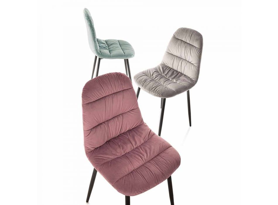 4 scaune de sufragerie în catifea roz, gri sau acamar - Ciga Viadurini