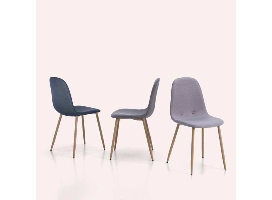 4 scaune de sufragerie cu scaun din țesătură și structură metalică - Pampa