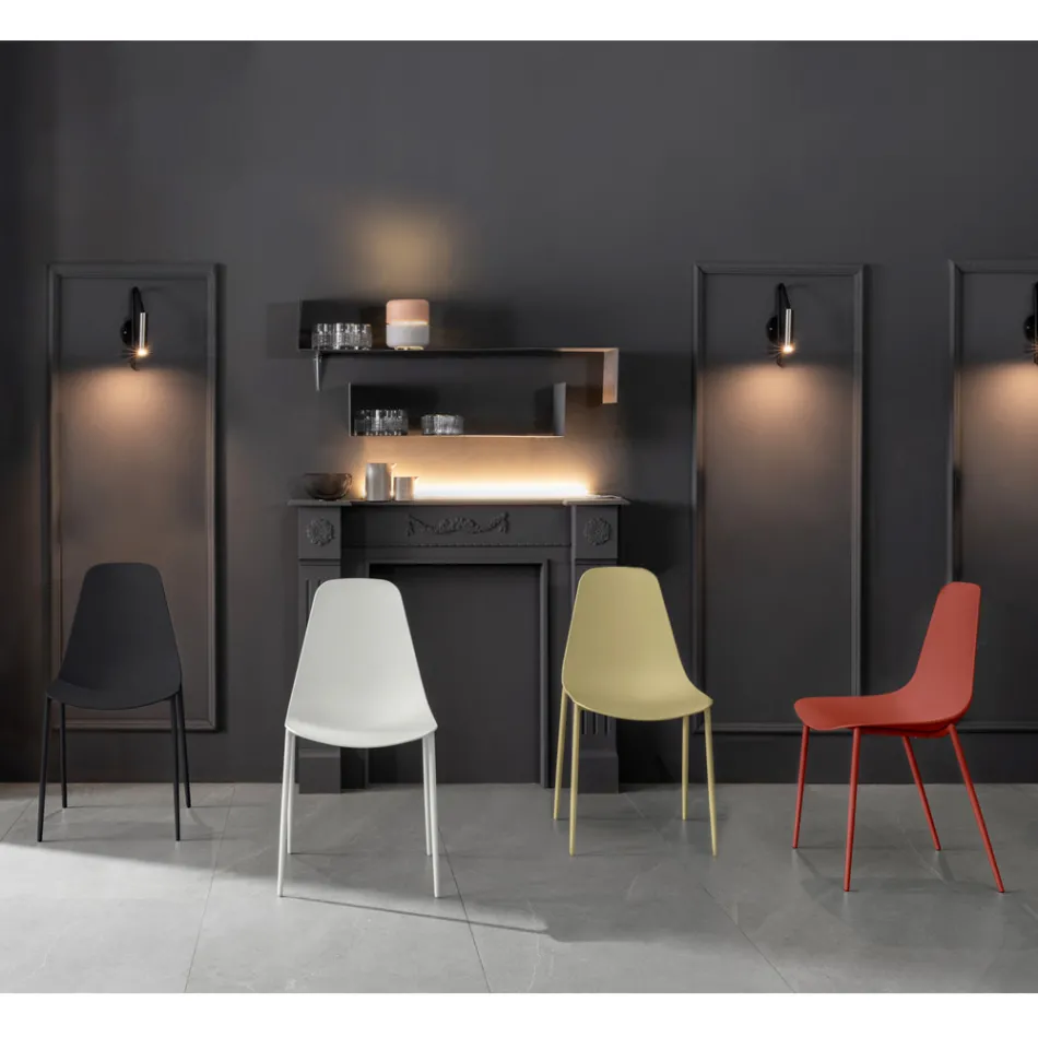 4 Scaune Fabricate cu Sezut din Polipropilena si Picioare metalice - Mary Viadurini