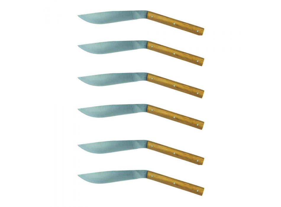 6 cuțite ergonomice pentru friptură cu lamă de oțel fabricate în Italia - rechin Viadurini