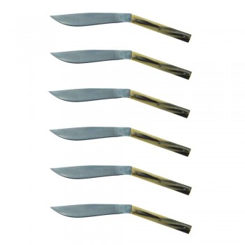 6 cuțite ergonomice pentru friptură cu lamă de oțel fabricate în Italia - rechin
