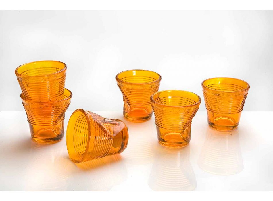 6 pahare de cafea Pahare încrețite în sticlă de design colorat - Sarabi