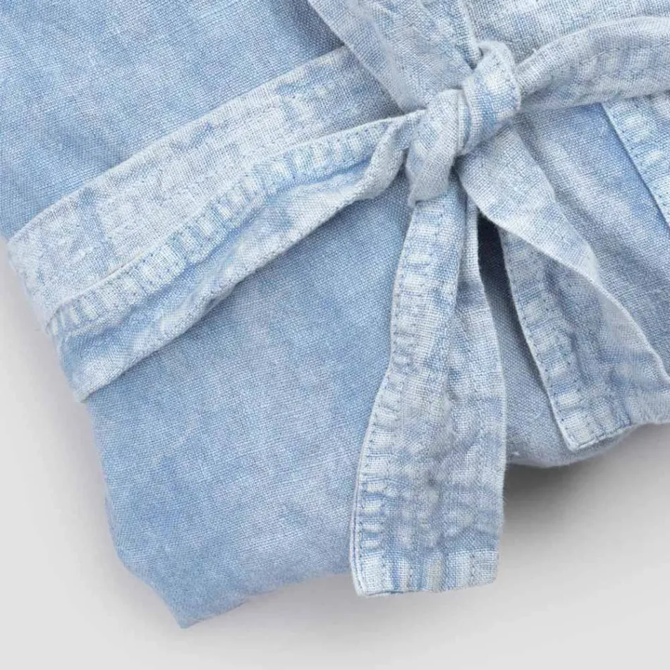 Halat de baie din in grele de lux cu glugă Made in Italy - Palace Viadurini