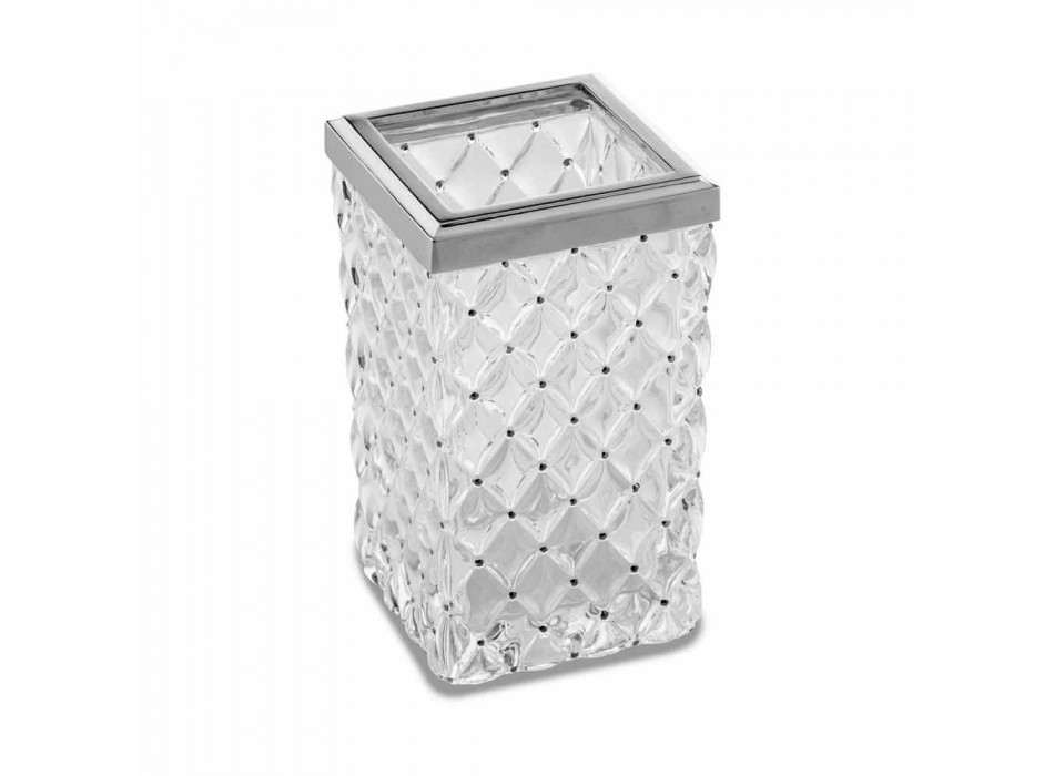 Accesorii pentru baie de sine stătătoare în cristal și metal Capitonnè - argint
