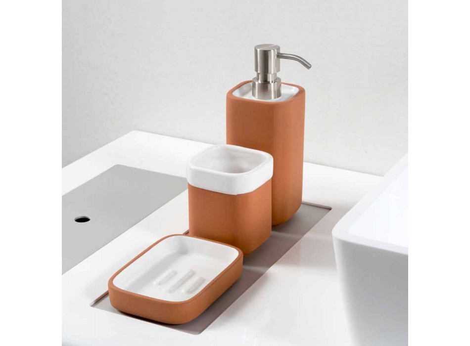 Accesorii de baie independente din teracotă și ceramică albă - teracotă Viadurini