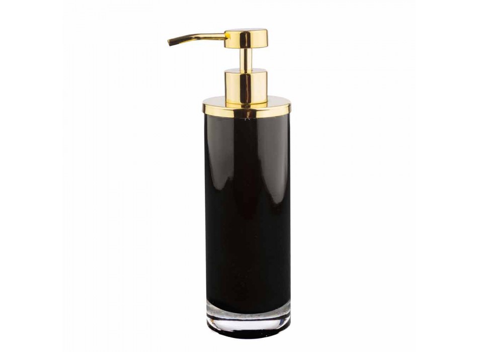 Accesorii de baie în sticlă neagră și metal auriu lucios - negru