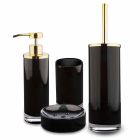 Accesorii de baie în sticlă neagră și metal auriu lucios - negru Viadurini