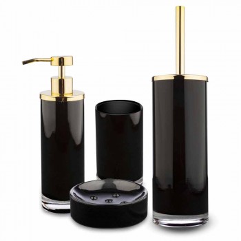 Accesorii de baie în sticlă neagră și metal auriu lucios - negru