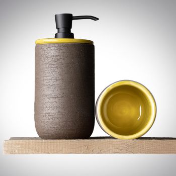 Accesorii de baie din argilă refractară galbenă Made in Italy - Antonella