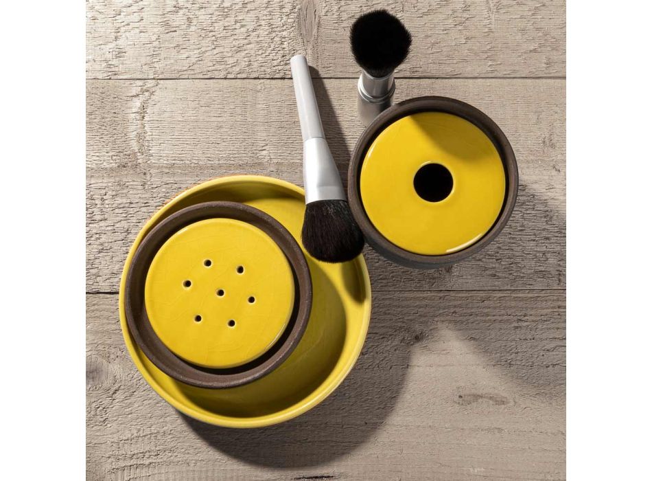 Accesorii de baie din argilă refractară galbenă Made in Italy - Antonella Viadurini