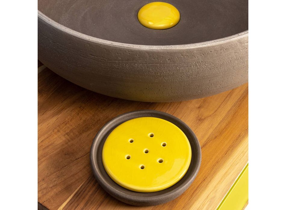 Accesorii de baie din argilă refractară galbenă Made in Italy - Antonella Viadurini