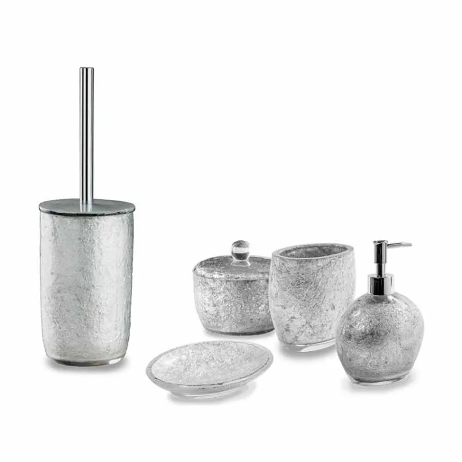 Accesorii de baie în rășină acoperite cu frunze de argint - argentinian Viadurini