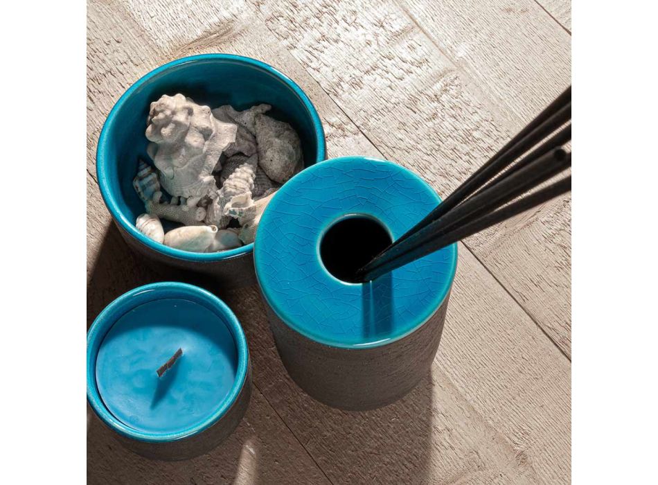 Accesorii moderne de baie din argilă albastră Made in Italy - Antonella Viadurini