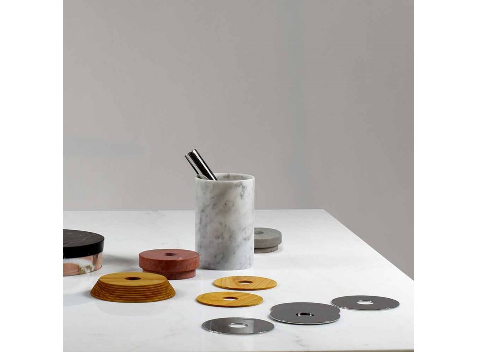 Accesorii Aperitiv Instrumente de cocktail în marmură, lemn și oțel - Norman Viadurini