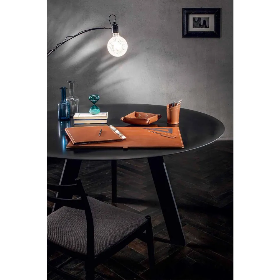 Accesorii de birou din piele regenerată 5 bucăți fabricate în Italia - Aristotel Viadurini