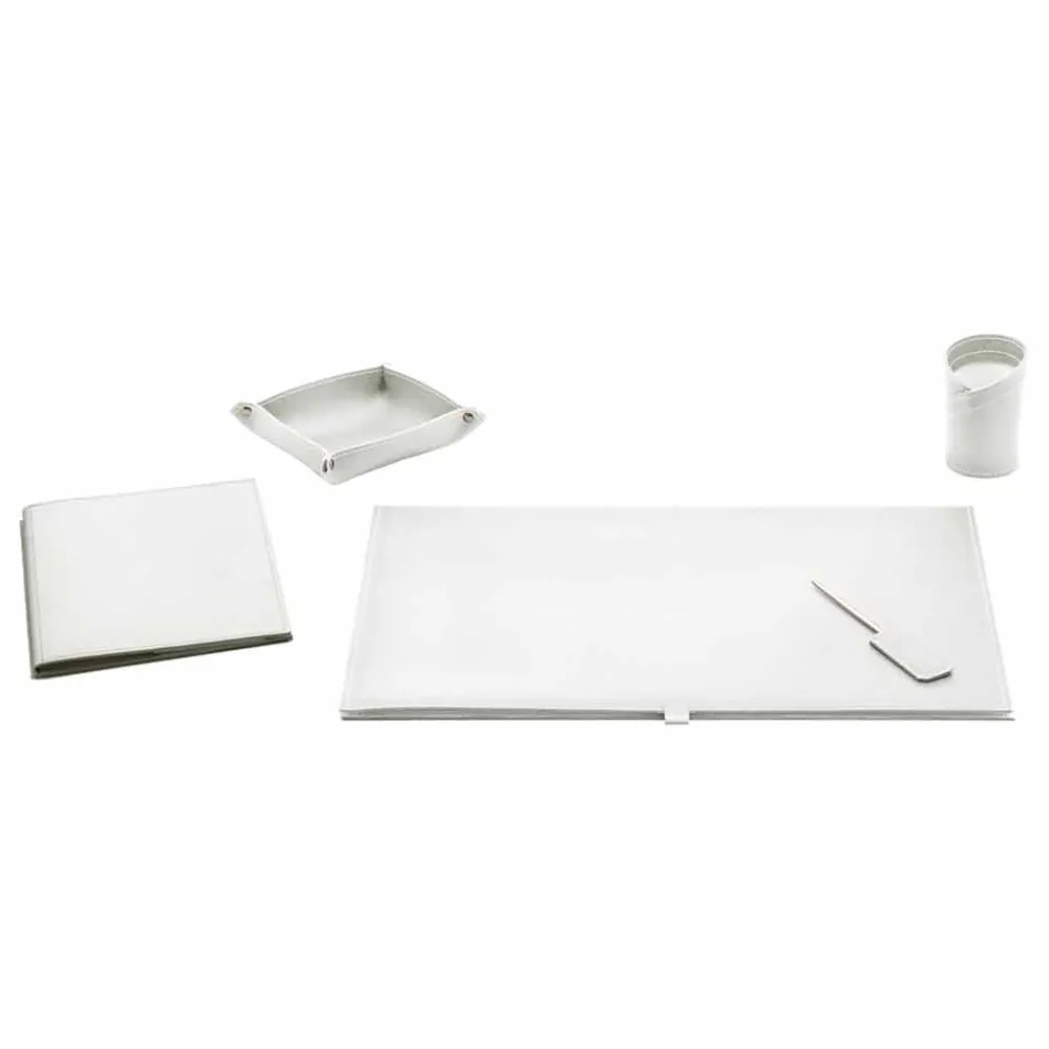 Accesorii de birou din piele regenerată 5 bucăți fabricate în Italia - Aristotel Viadurini