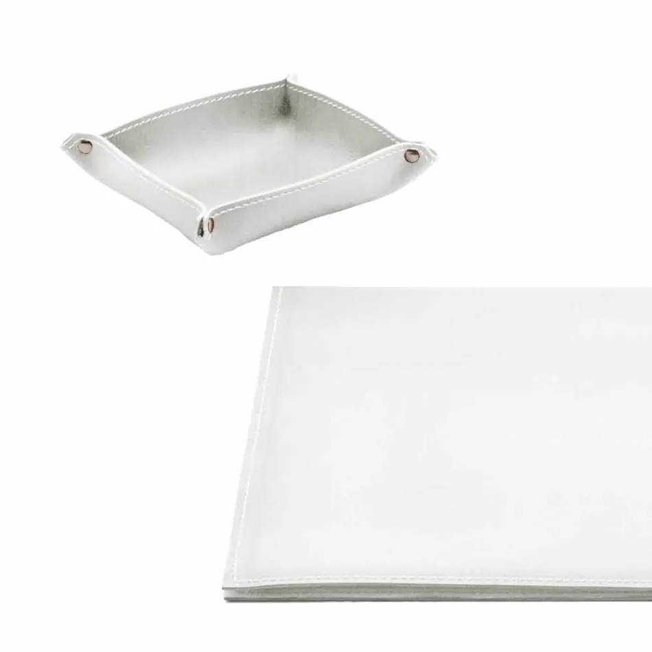 Accesorii de birou din piele regenerată 5 bucăți fabricate în Italia - Aristotel Viadurini