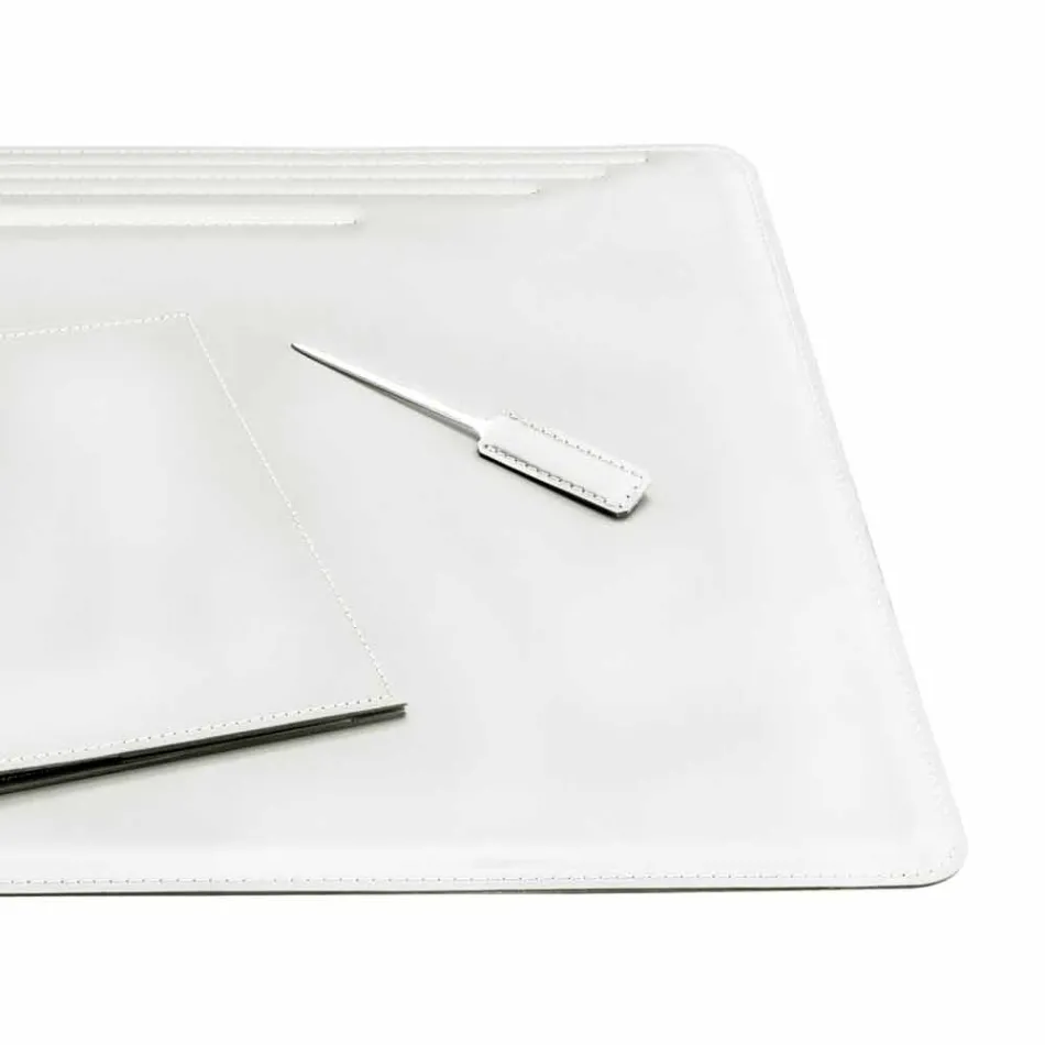 Accesorii de birou din piele regenerată 5 bucăți fabricate în Italia - Ebe Viadurini