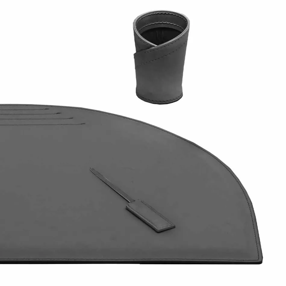 Accesorii de birou din piele regenerată 5 bucăți fabricate în Italia - Medea Viadurini