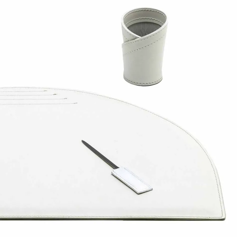 Accesorii de birou din piele regenerată 5 bucăți fabricate în Italia - Medea Viadurini