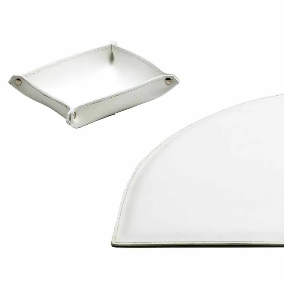 Accesorii de birou din piele regenerată 5 bucăți fabricate în Italia - Medea Viadurini