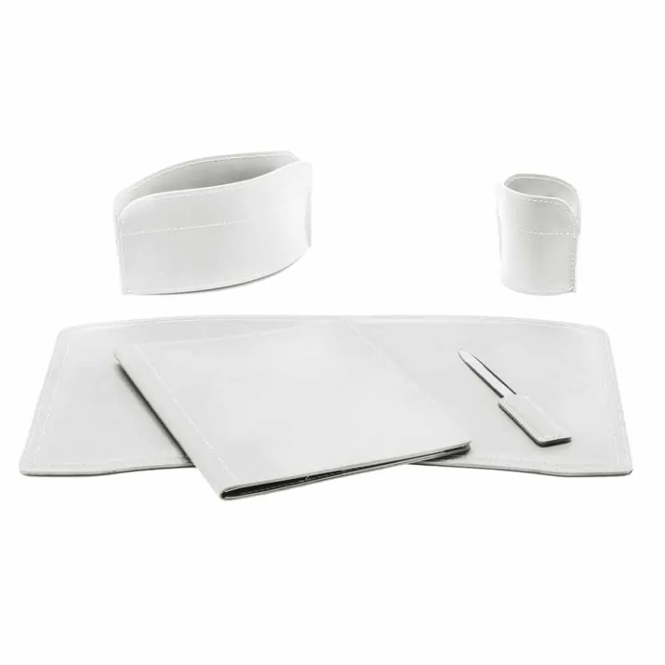 Accesorii Birou cu piele regenerată din 5 piese Made in Italy - Brando Viadurini