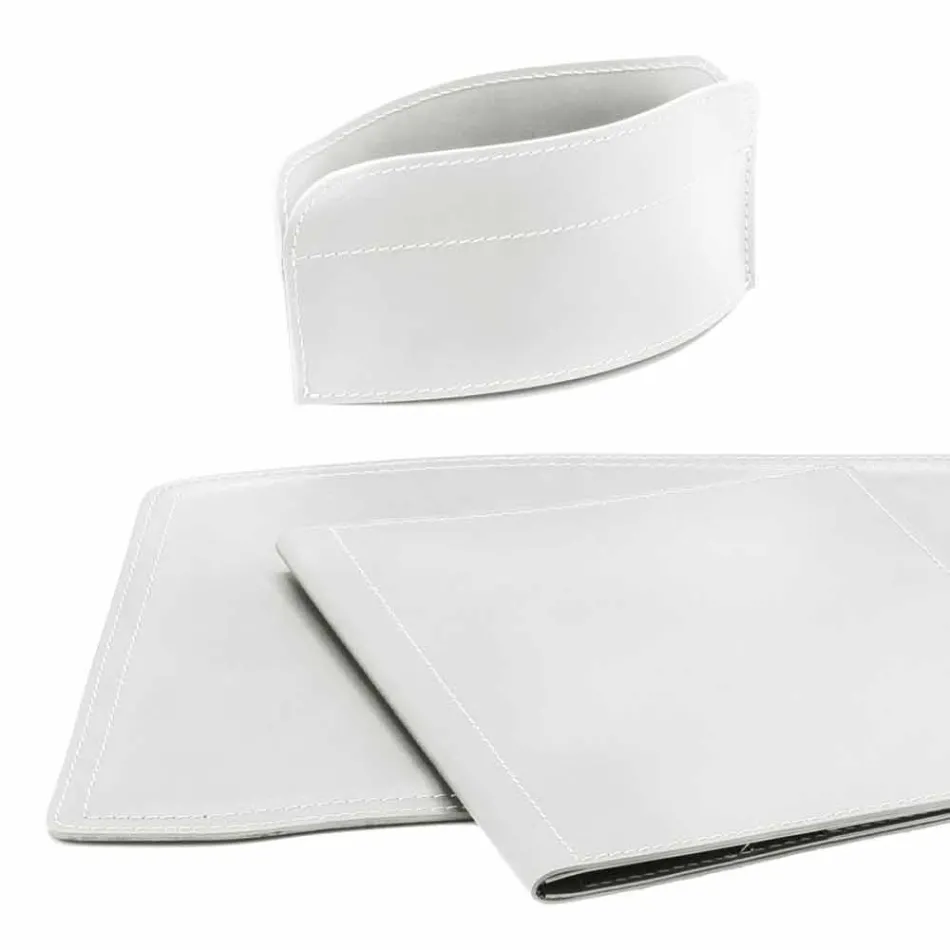 Accesorii Birou cu piele regenerată din 5 piese Made in Italy - Brando Viadurini