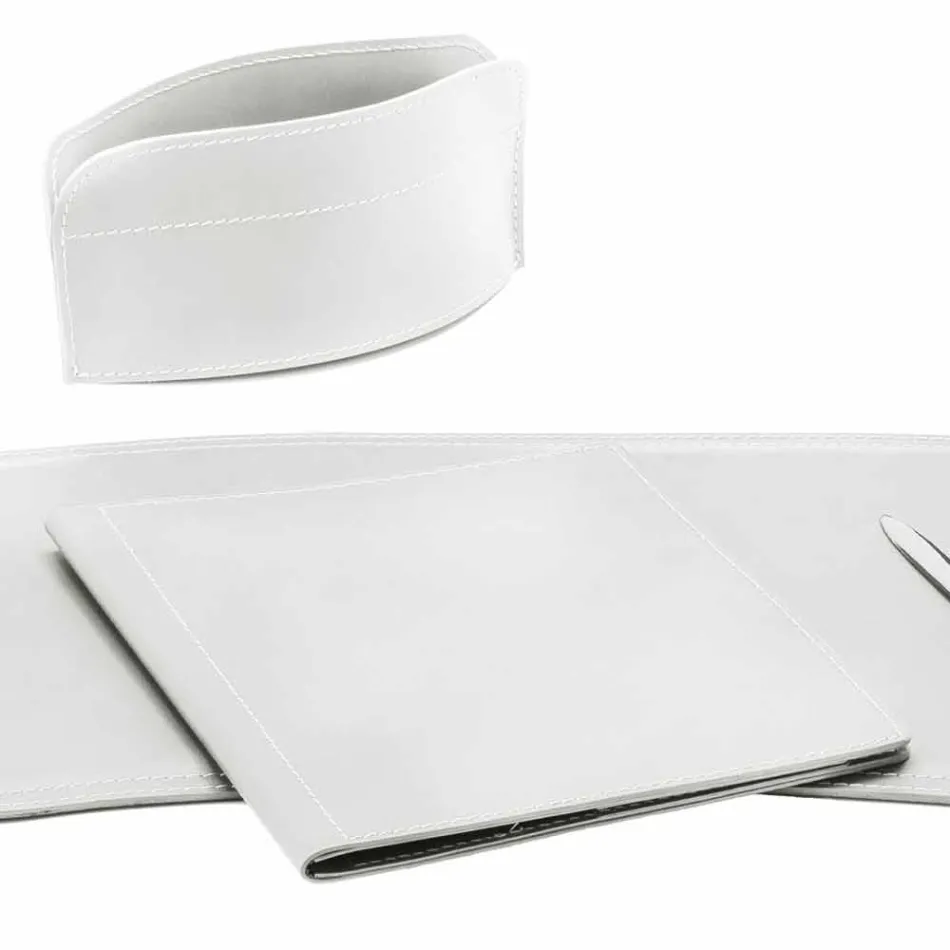 Accesorii Birou cu piele regenerată din 5 piese Made in Italy - Brando Viadurini