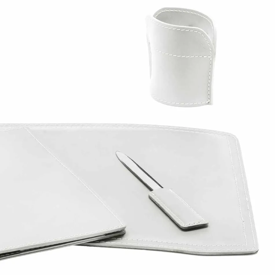 Accesorii Birou cu piele regenerată din 5 piese Made in Italy - Brando Viadurini