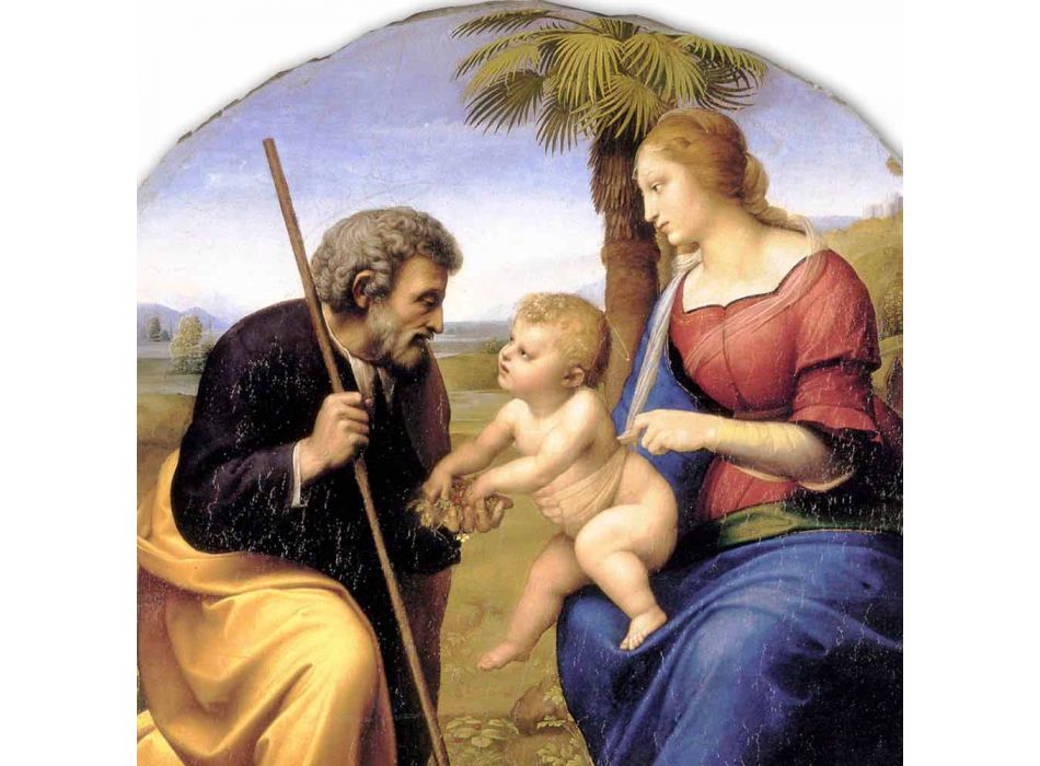 Fresco mare Raffaello Sanzio &quot;Sfânta Familie cu Palm Tree&quot; Viadurini