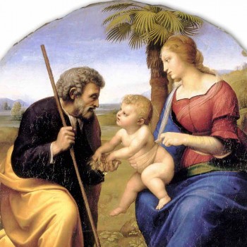 Reproducerea Fresco Raffaello Sanzio &quot;Sfânta Familie cu Palm Tree&quot;