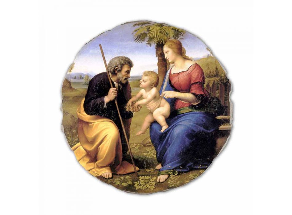 Reproducerea Fresco Raffaello Sanzio &quot;Sfânta Familie cu Palm Tree&quot; Viadurini