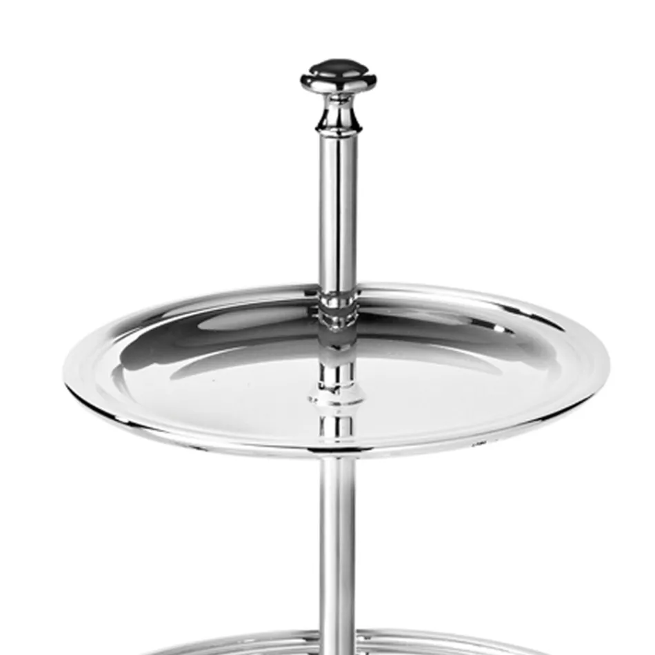 Stand pentru dulciuri, prăjituri, bufet cu 2 niveluri din metal placat cu argint de lux - Gengo Viadurini