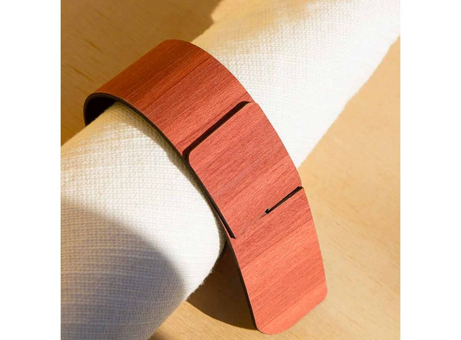 Șervețel inel din lemn și țesătură Fabricat în Italia - Abraham Viadurini